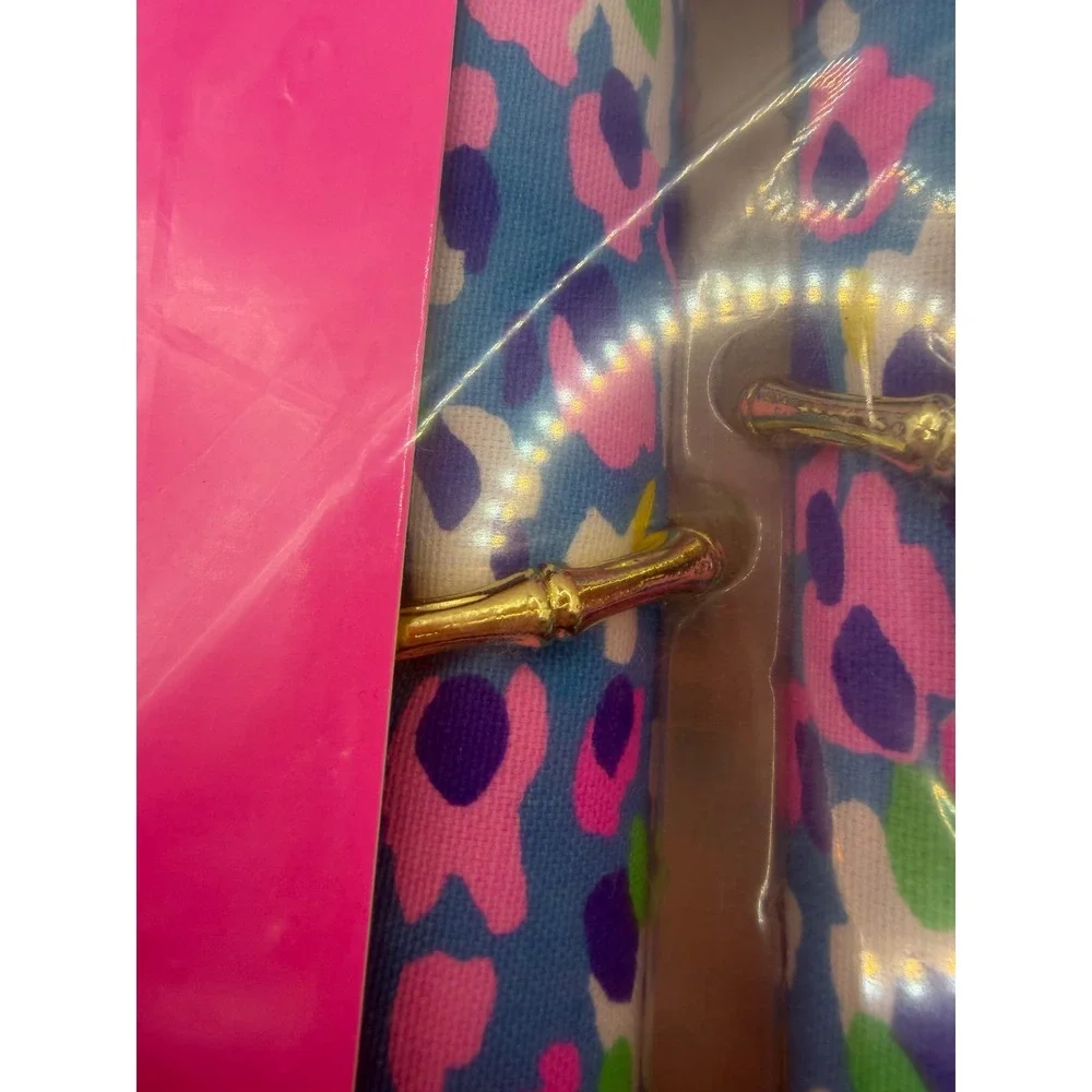 Lilly Pulitzer Hottie Dottie GWP Set of‎ 4 Napkins and Gold Bamboo Napkin Rings